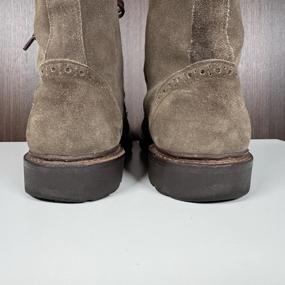Allen Edmonds Saukville Brown Suede Wingtip Brogue Lug Sole Boots 11 D - Read
